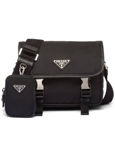 Triangle Logo Re-Nylon Saffiano Leather Cross Bag Black - PRADA - BALAAN 2