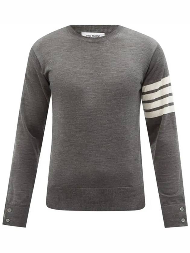 4 Bar Armband Classic Merino Wool Knit Top Medium Grey - THOM BROWNE - BALAAN 2