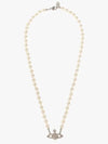 Mini Bas Relief Pearl Necklace Platinum Cream Pearl Crystal - VIVIENNE WESTWOOD - BALAAN 2