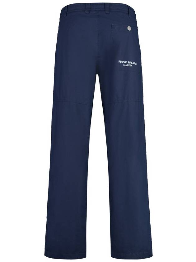 Marina Mid Rise Cotton Canvas Wide Pants Royal Blue - STONE ISLAND - BALAAN 3