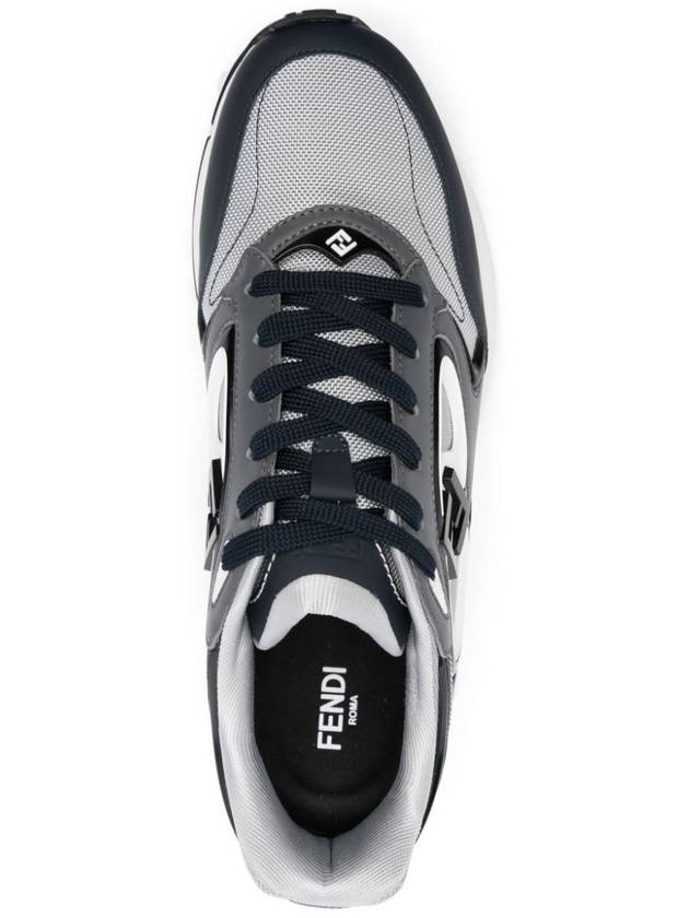 Forward Mesh Leather Low Top Sneakers Grey - FENDI - BALAAN 5