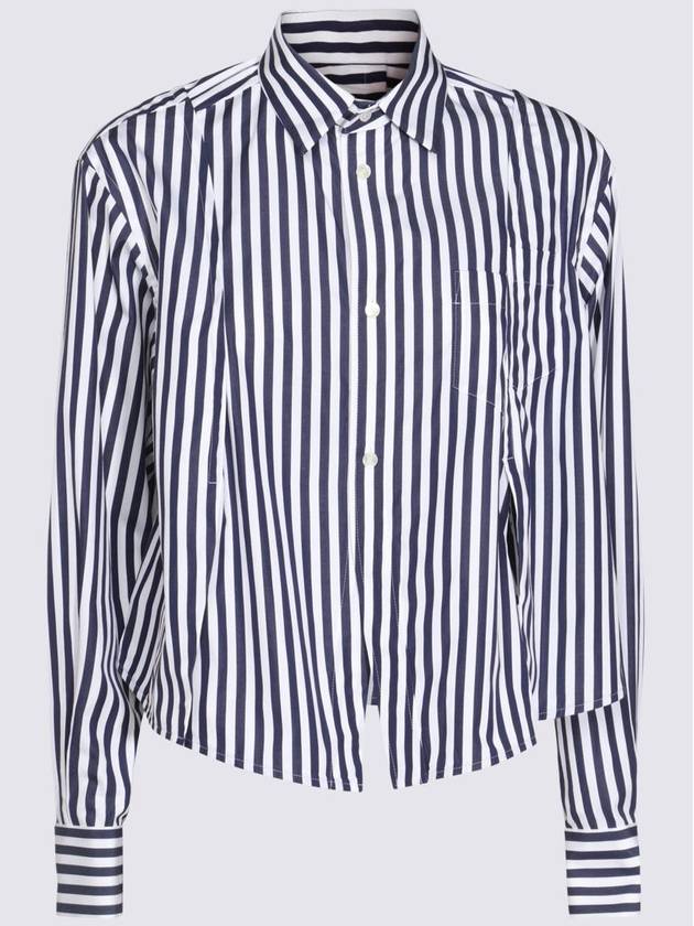 Sacai Navy And White Cotton Shirt - SACAI - BALAAN 1