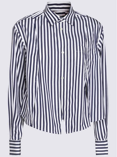 Sacai Navy And White Cotton Shirt - SACAI - BALAAN 1