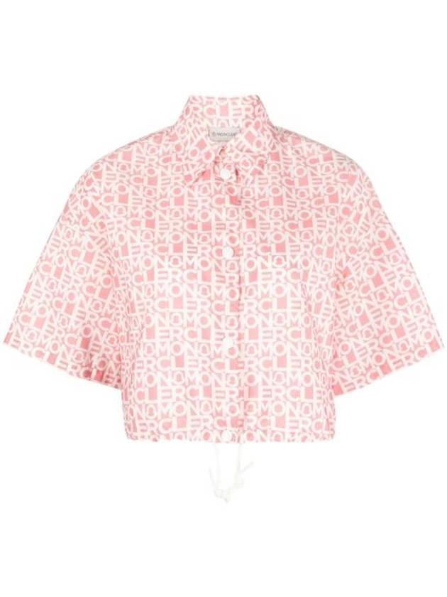 Women's Logo Print Cropped Short Sleeve Shirt Pink - MONCLER - BALAAN 1