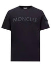 8C00023 8390T 778 Flock Logo Patch Round Short Sleeve T Shirt Blue Navy Men s TEO - MONCLER - BALAAN 1