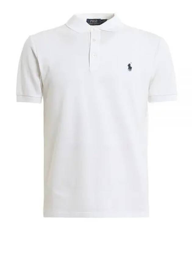 Men's Pony Embroidery Slim Fit PK Shirt White - POLO RALPH LAUREN - BALAAN.