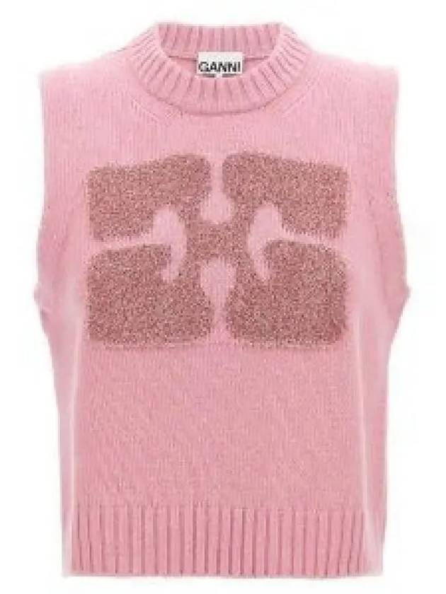 Graphic Wool Mix Vest Knit Top Fragrant Lilac - GANNI - BALAAN 2