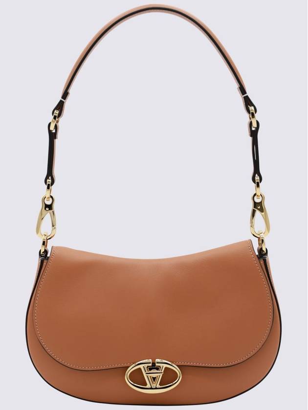 Valentino Garavani Brown Leather Ovhal Shoulder Bag - VALENTINO - BALAAN 1