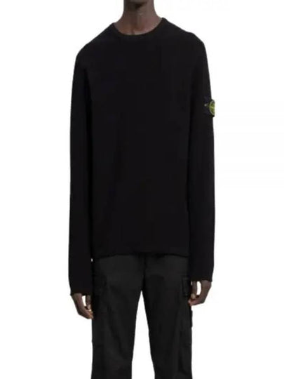 Wappen Patch Crew Neck Knit Top Black - STONE ISLAND - BALAAN 2