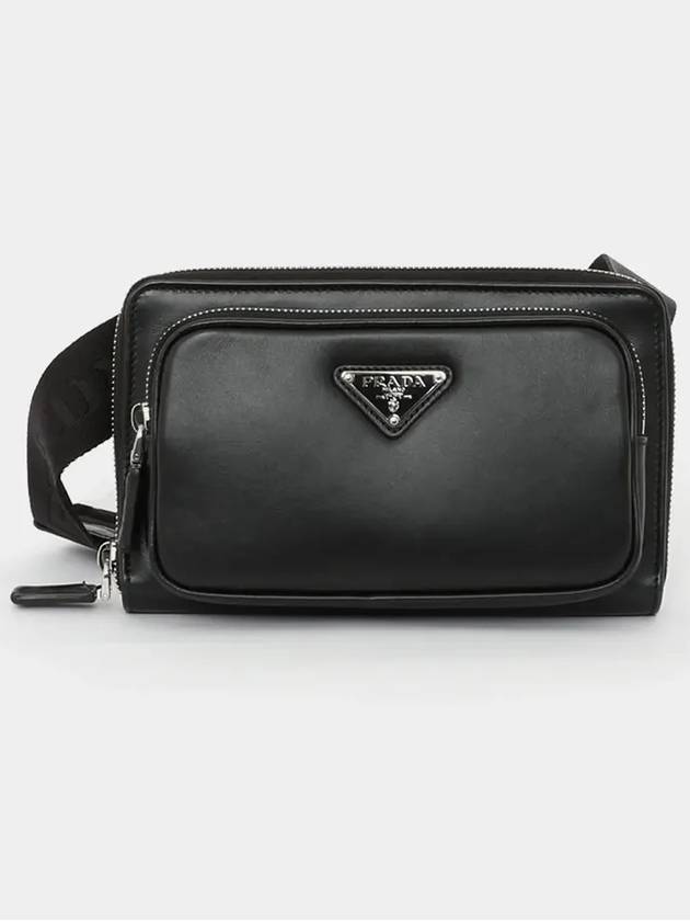 Triangle Logo Leather Belt Bag Black - PRADA - BALAAN 3