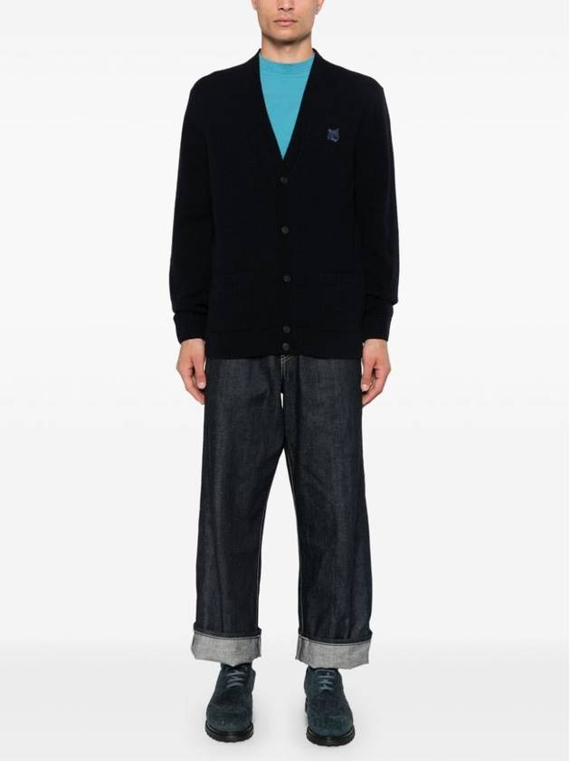 Bold Fox Head Patch Regular Lambswool Cardigan Navy - MAISON KITSUNE - BALAAN 4