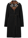 Reversible Check Wool Single Coat Black - BURBERRY - BALAAN 1