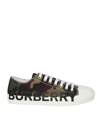 Men's Camouflage Larkhole Logo Low Top Sneakers Green - BURBERRY - BALAAN 1