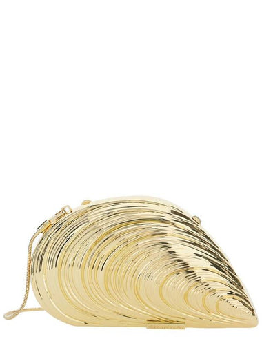 'Bridget' Metallic Clutch With Logo Patch And Oyster Shell Design In Brass Woman - SIMKHAI - BALAAN 1