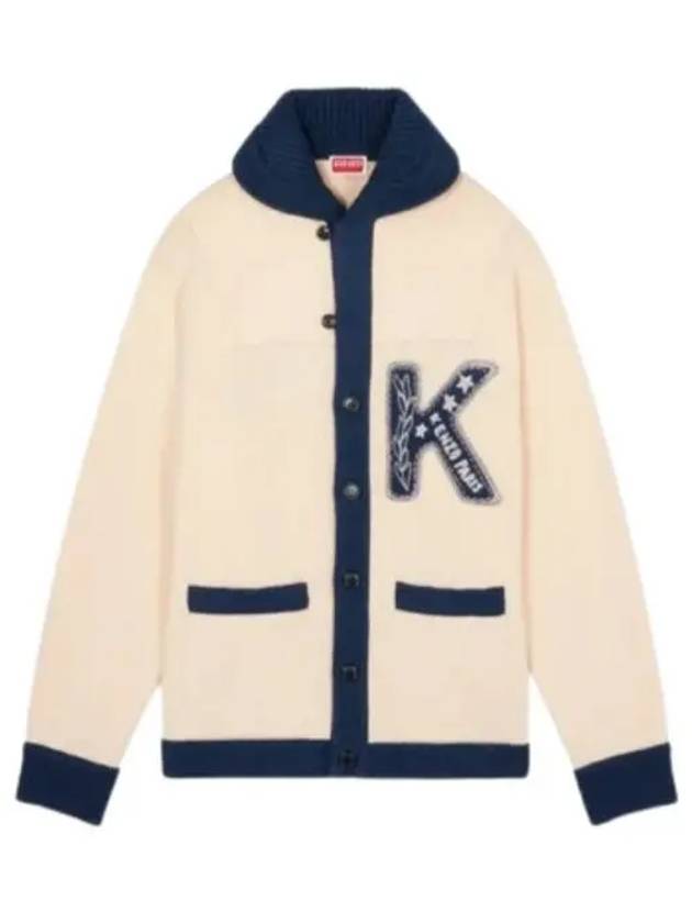 Drawn Varsity K Patch Cotton Cardigan Off White - KENZO - BALAAN 2