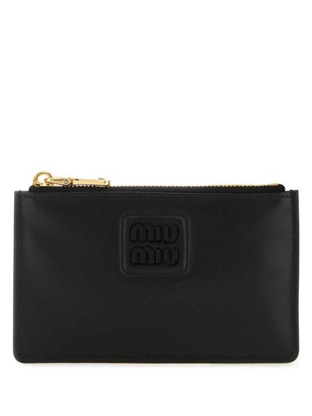 Logo Envelope Leather Business Card Wallet Black - MIU MIU - BALAAN 1