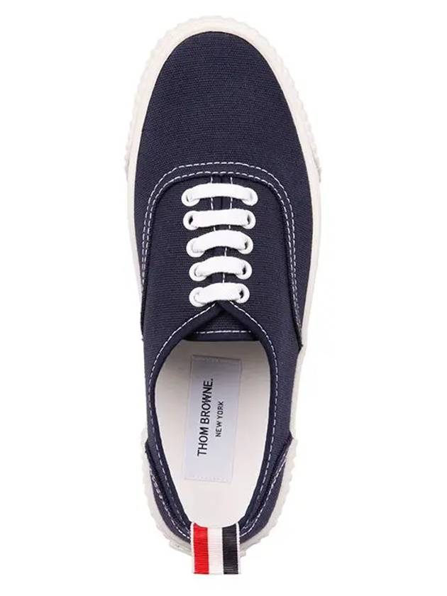 Rubber Sole Heritage Canvas Low Top Sneakers Navy - THOM BROWNE - BALAAN 4