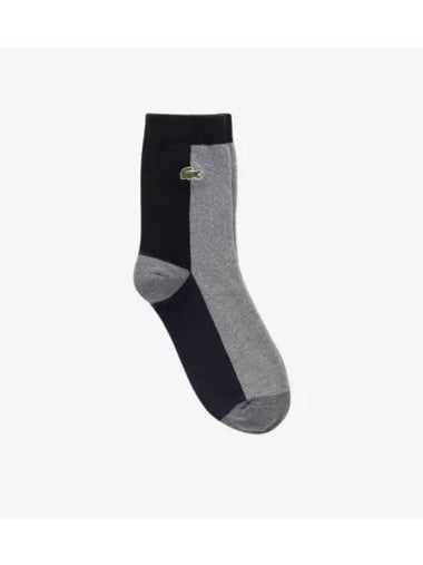 Men s Color Block Medium Neck Socks Black - LACOSTE - BALAAN 1