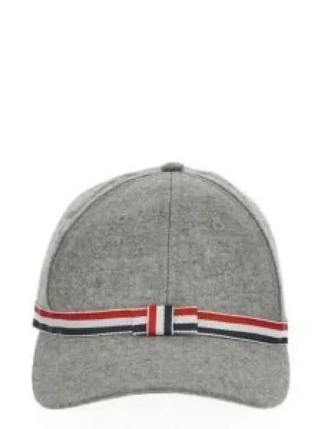 Bow Grosgrain Wool Flannel Ball Cap Light Grey - THOM BROWNE - BALAAN 2