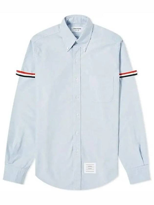 Oxford Grosgrain Armband Classic Long Sleeve Shirt Light Blue - THOM BROWNE - BALAAN.