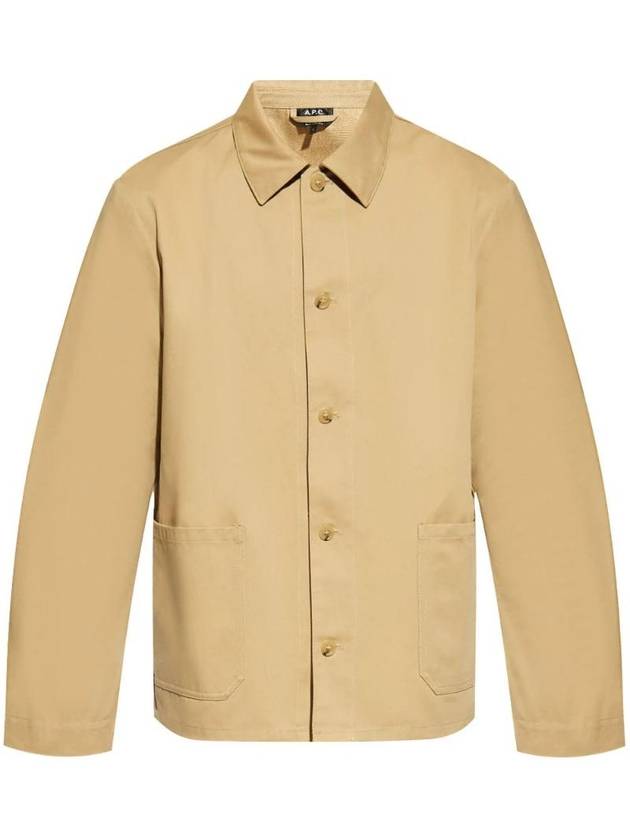 Kerlouan Logo Twill Shirt Jacket Beige - A.P.C. - BALAAN 1