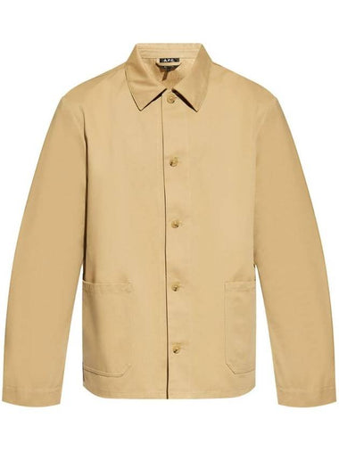 Kerlouan Logo Twill Shirt Jacket Beige - A.P.C. - BALAAN 1