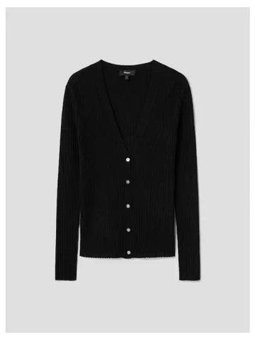 Women s Merino Wool Wide Rib Spring Fall Cardigan Black Domestic Product GM0024012589336 - THEORY - BALAAN 1