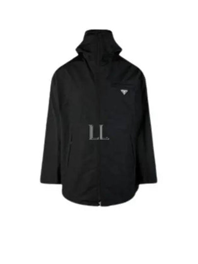 Technical Poplin Hooded Raincoat Black - PRADA - BALAAN 2