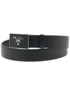 Metal Buckle Saffiano Leather Belt Black - PRADA - BALAAN 2