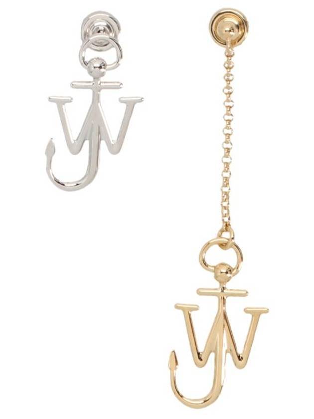 Logo Drop Unbalance Earrings Silver Gold - JW ANDERSON - BALAAN 1