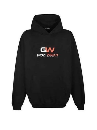 Gymwear Logo Print Cotton Hoodie Black - BALENCIAGA - BALAAN 1