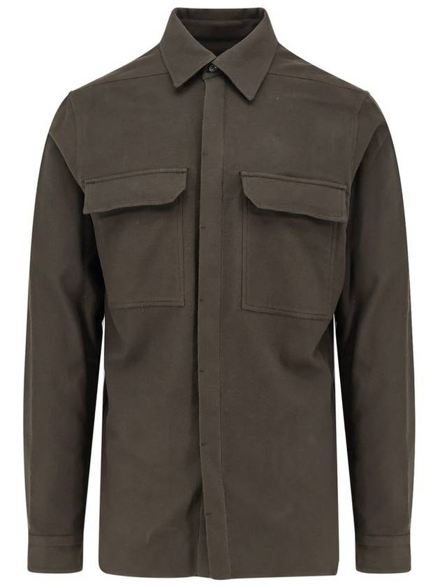 Dark Green Shirt With Patch Pockets In Cotton Man - RICK OWENS - BALAAN 4