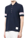 Men's RWB Stripe Cotton Polo Shirt Navy - THOM BROWNE - BALAAN 3