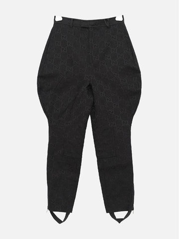 Canvas Horseback Riding Straight Pants Black - GUCCI - BALAAN 1