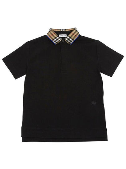 Kids Check Collar Polo Short Sleeve T-Shirt Black - BURBERRY - BALAAN 2