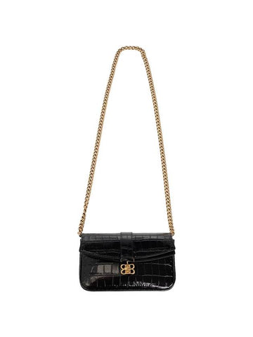 BB Logo Buckle Flap XS Shoulder Bag Black - BALENCIAGA - BALAAN 1