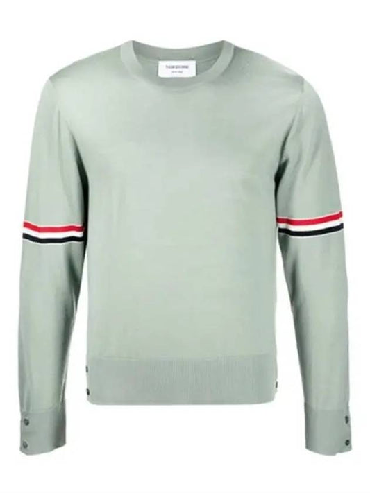 Merino Striped Crew Neck Knit Top Green - THOM BROWNE - BALAAN 2