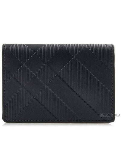 Check Pattern Leather Card Wallet Black - BURBERRY - BALAAN 2