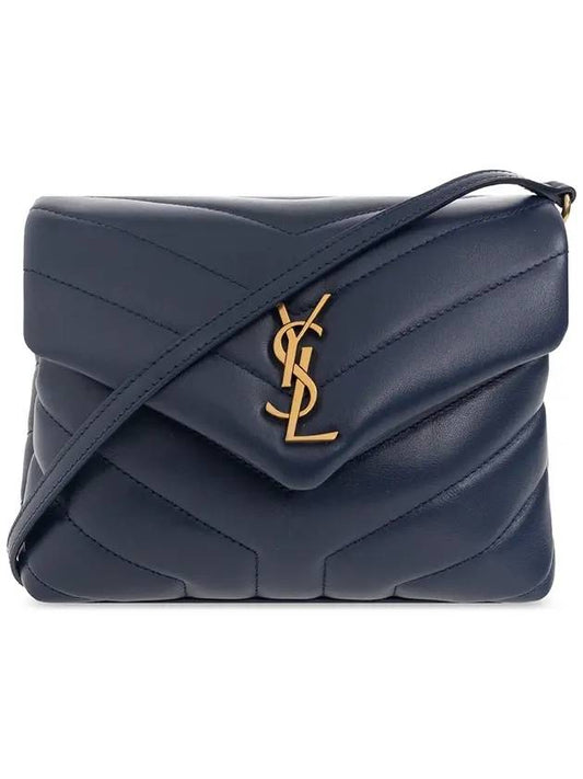 Loulou Toy Matelasse Shoulder Bag Navy - SAINT LAURENT - BALAAN 1