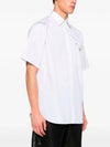 Triangle Logo Pocket Regular Fit Cotton Short Sleeve Shirt White - PRADA - BALAAN 4