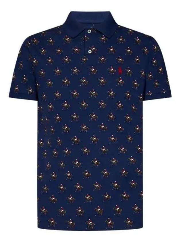 Pony Print All Over Polo Shirt Navy - POLO RALPH LAUREN - BALAAN 2