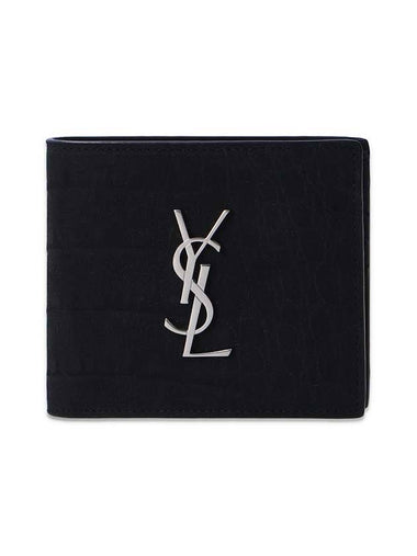 Monogram East West Half Wallet Black - SAINT LAURENT - BALAAN 1