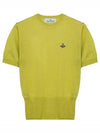 Women's Orb Logo Wool Silk Blend Crop Knit Top Yellow - VIVIENNE WESTWOOD - BALAAN.
