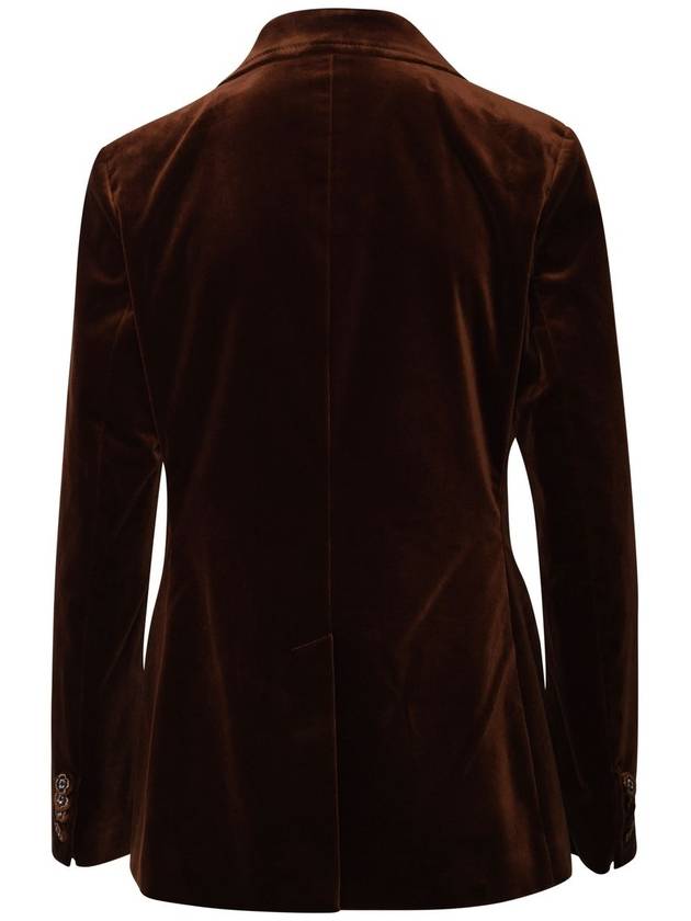 Women's Double Breasted Velvet Jacket Brown - ETRO - BALAAN 4