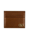 gold V logo signature card wallet brown - VALENTINO - BALAAN.