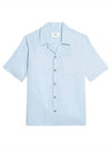 Camp Collar Pocket Cotton Short Sleeve Shirt Sky Blue - AMI - BALAAN 2