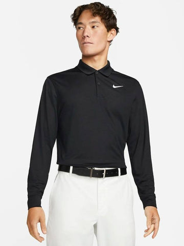 Men s Dri Fit Solid Long Sleeve Black Polo Golf T Shirt - NIKE - BALAAN 1