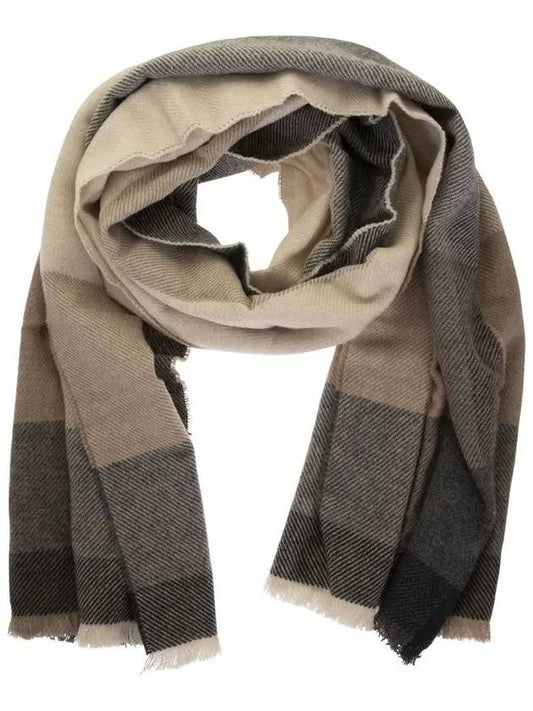 Twill Check Wool Cashmere Muffler - BRUNELLO CUCINELLI - BALAAN.