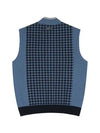 Men s houndstooth pattern full open knit vest 2104GXVR NAVY - BLACK&WHITE - BALAAN 3