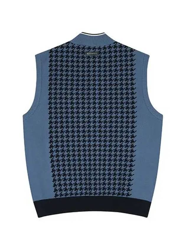 Men s houndstooth pattern full open knit vest 2104GXVR NAVY - BLACK&WHITE - BALAAN 3